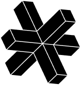 Three-dimensional black asterisk with a white outline