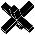 Three-dimensional black asterisk with a white outline